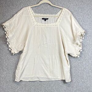 Lindex boho blouse M cottagecore feminine dainty lace square neckline